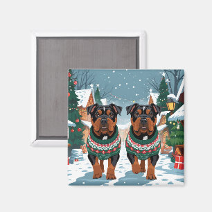 American Staffordshire Christmas Snow Holiday Magnet
