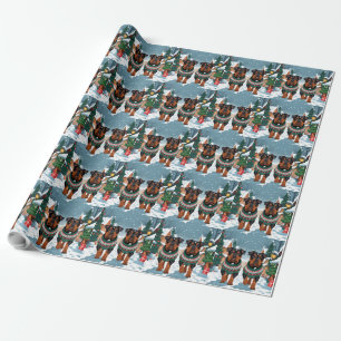 American Staffordshire Christmas Snow Holiday  Wrapping Paper