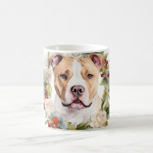 American Staffordshire Christmas Wreath Festive Coffee Mug