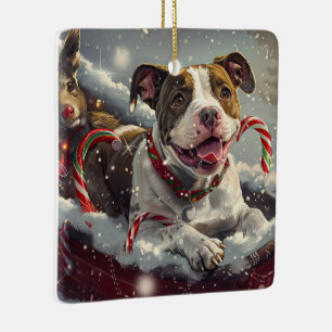 American Staffordshire Dog Christmas Festive  Ceramic Ornament