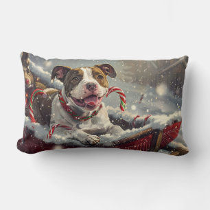 American Staffordshire Dog Christmas Festive Lumbar Cushion