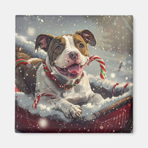 American Staffordshire Dog Christmas Festive Magnet