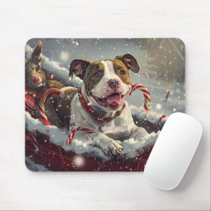 American Staffordshire Dog Christmas Festive Mouse Pad