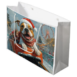 American Staffordshire Dog Christmas Large Gift Bag