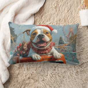 American Staffordshire Dog Christmas Lumbar Cushion