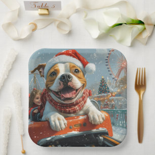 American Staffordshire Dog Christmas Paper Plate
