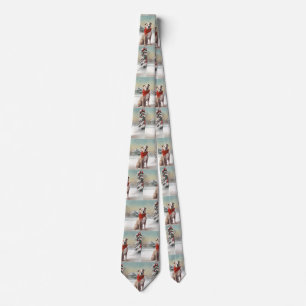 American Staffordshire Dog in Snow Christmas  Tie