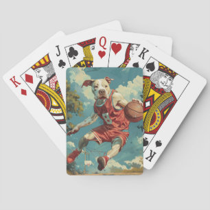 American Staffordshire Dog Playing Basketball Playing Cards