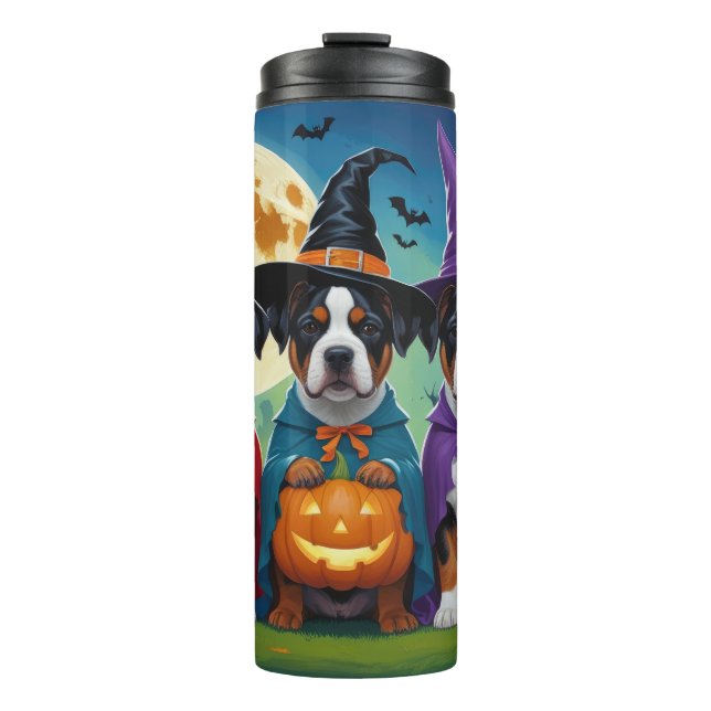 American Staffordshire Dog Pumpkin Halloween Funny Thermal Tumbler (Front)