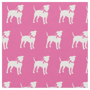American Staffordshire Dog Silhouette Pink Fabric