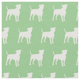 American Staffordshire Dog Silhouette Sage Green Fabric
