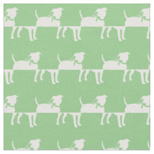 American Staffordshire Dog Silhouette Sage Green Fabric