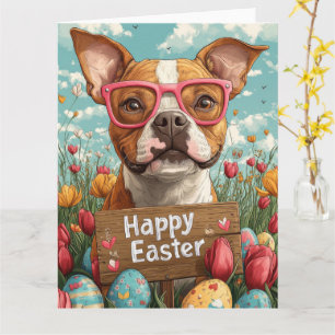 American Staffordshire Easter Eggs Card