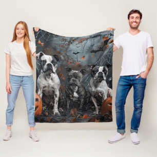 American Staffordshire Halloween Night Doggy  Fleece Blanket