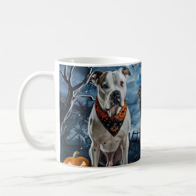 American Staffordshire Halloween Spooky  Coffee Mug (Left)