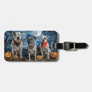 American Staffordshire Halloween Spooky Luggage Tag