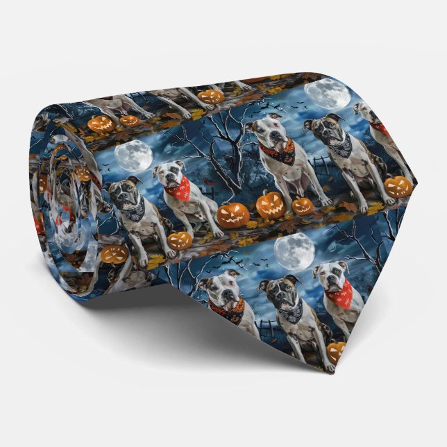 American Staffordshire Halloween Spooky  Tie (Rolled)