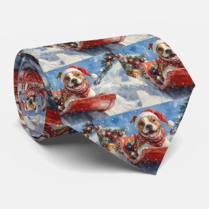 American Staffordshire in Sledge Christmas Tie