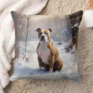 American Staffordshire Let It Snow Christmas  Cushion