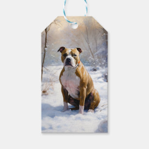 American Staffordshire Let It Snow Christmas Gift Tags