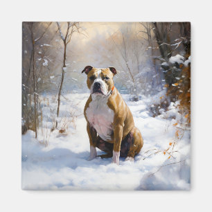 American Staffordshire Let It Snow Christmas Magnet