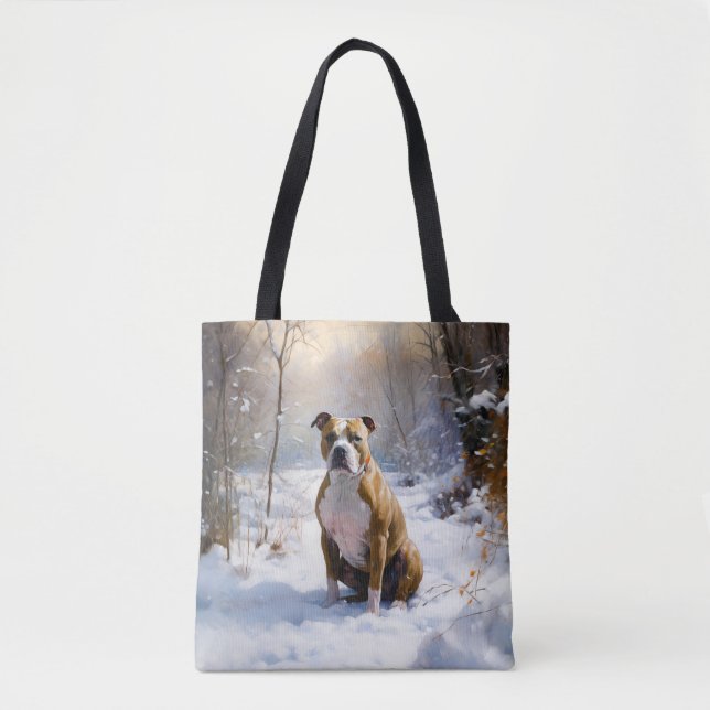 American Staffordshire Let It Snow Christmas  Tote Bag (Front)