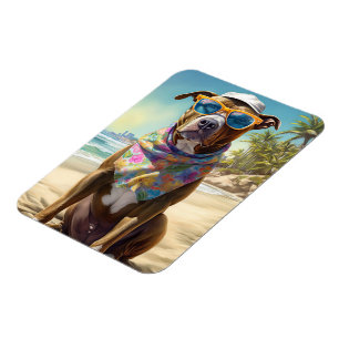 American Staffordshire on Beach,summer gift Magnet