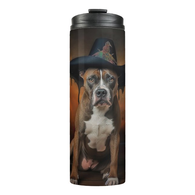 American Staffordshire Pumpkins Halloween Scary Thermal Tumbler (Front)