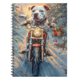 American Staffordshire Riding Motorcycle Christmas Notebook
