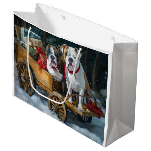 American Staffordshire Snowy Sleigh Christmas  Large Gift Bag