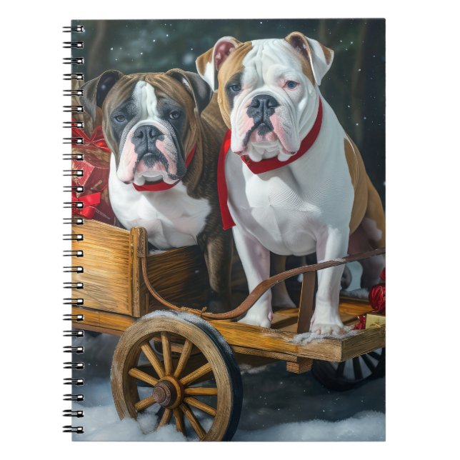 American Staffordshire Snowy Sleigh Christmas  Notebook (Front)