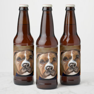 AMERICAN STAFFORDSHIRE TERRIER BEER BOTTLE LABEL