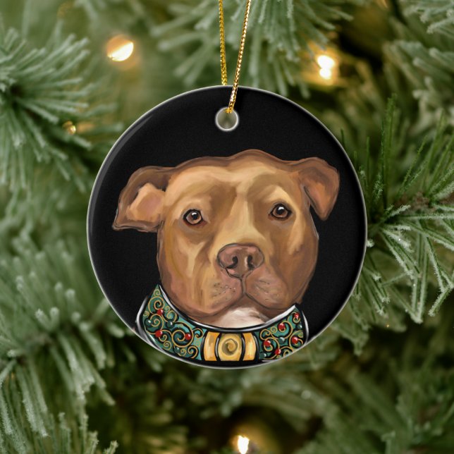 AMERICAN STAFFORDSHIRE TERRIER  CERAMIC TREE DECORATION (Tree)
