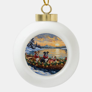 American Staffordshire Terrier Christmas Boat Ceramic Ball Christmas Ornament