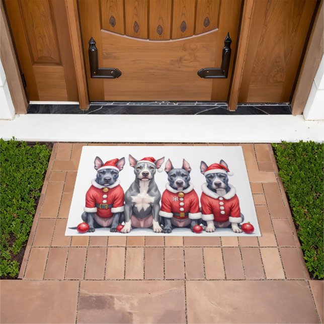 American Staffordshire Terrier Christmas Dress Doormat (Outdoor)