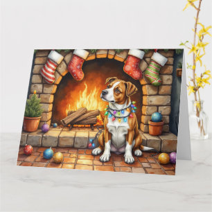American Staffordshire Terrier Christmas Lights Card