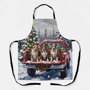 American Staffordshire Terrier Christmas Red Truck Apron