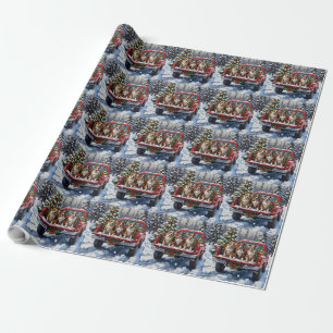 American Staffordshire Terrier Christmas Red Truck Wrapping Paper