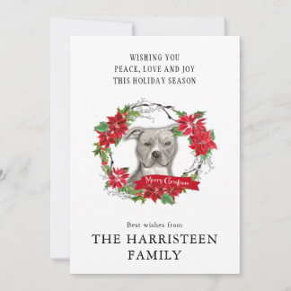 American Staffordshire Terrier Christmas Wreath Holiday Card
