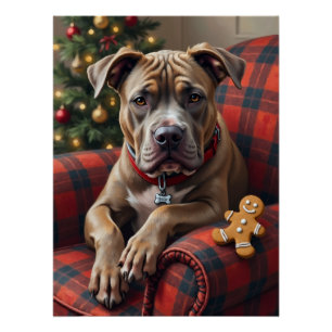 American Staffordshire Terrier Cosy Christmas Poster