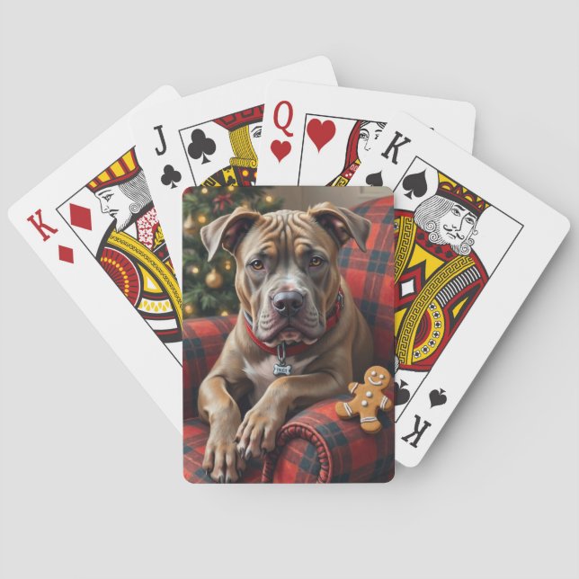 American Staffordshire Terrier Cozy Christmas Playing Cards (Back)