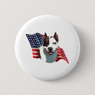 American Staffordshire Terrier Flag 6 Cm Round Badge