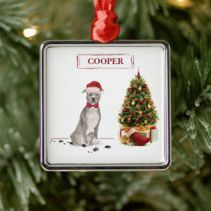 American Staffordshire Terrier Funny Christmas Dog Metal Tree Decoration