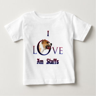 American Staffordshire Terrier I Love Baby T-Shirt