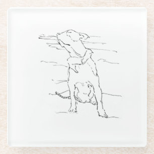 American Staffordshire Terrier Illustration Glass Coaster