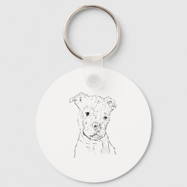 American Staffordshire Terrier Illustration Key Ring (Front)