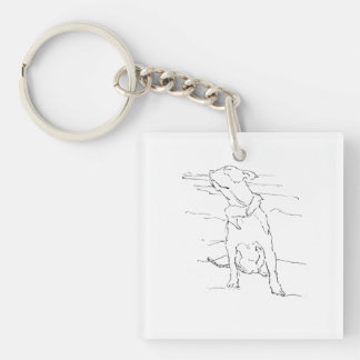 American Staffordshire Terrier Illustration Key Ring