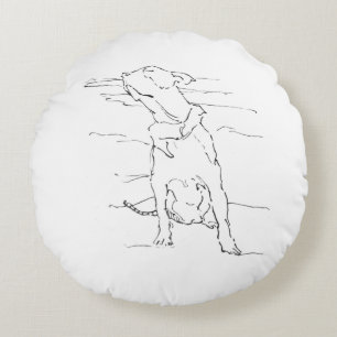 American Staffordshire Terrier Illustration Round Cushion