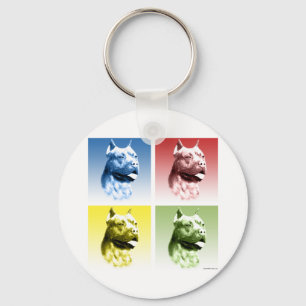 American Staffordshire Terrier Pop Art Key Ring