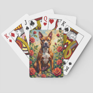 American Staffordshire Terrier Rose Garden Art Playing Cards
